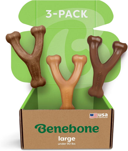 Benebone Wishbone Durable Dog Chew Toy for Aggressive Chewers, Real Bacon, Made in USA, Medium