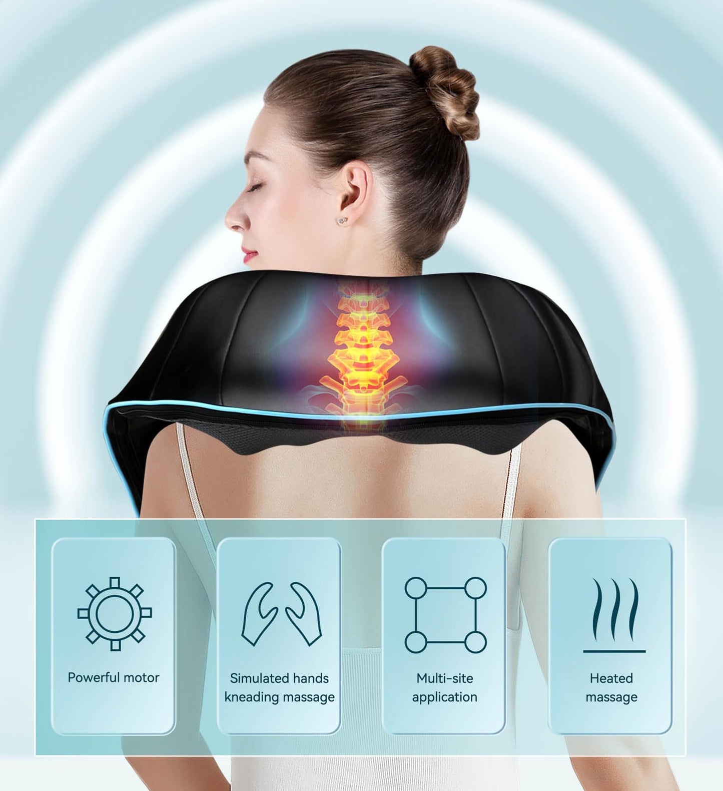 Mo Cuishle Women Men Gifts, Shiatsu Back Shoulder and Neck Massager with Heat, Electric Deep Tissue 4D Kneading Massage, Best Gifts for Mom Dad Wife Husband her Him, Christmas, Birthday (NOT Cordless)