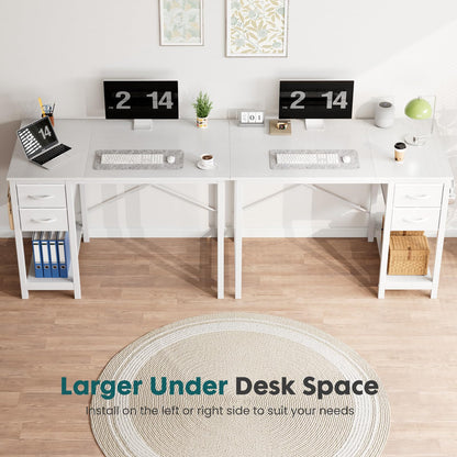 Sweetcrispy 47 Inch Computer Desk with Drawers for Home Office Writing Desk X Shaped Reinforcement Wood Surface Adjustable Position Modern Study Work Side Hook Metal Frame Storage Station Rust