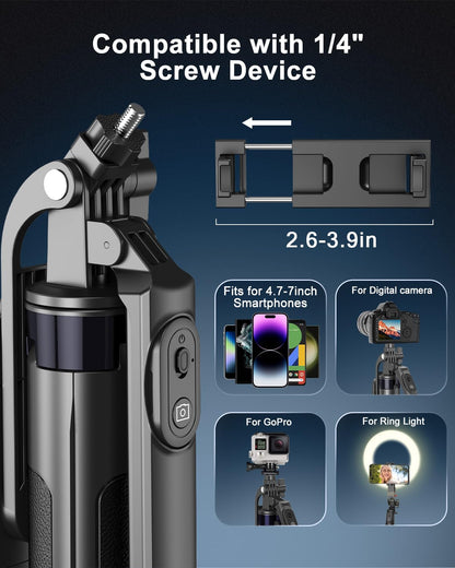 Vlogging Kit for iPhone/Android, 63”Auto Face Tracking Tripod for iPhone with Light, Wireless Microphones, Scrolling Remote Control for TikTok, Content Creator Kit for YouTube Starter
