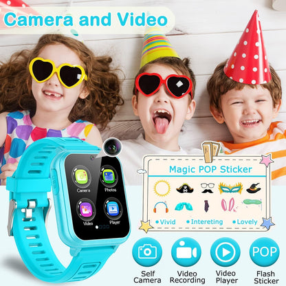 Cosjoype Kids Game Smart Watch for Kids with 39 Puzzle Games HD Touch Screen Camera Music Player Pedometer Alarm Clock Calculator Flashlight 12/24hr Kid Watch Gift for 4-12 Year Old Boys Toys for Kid