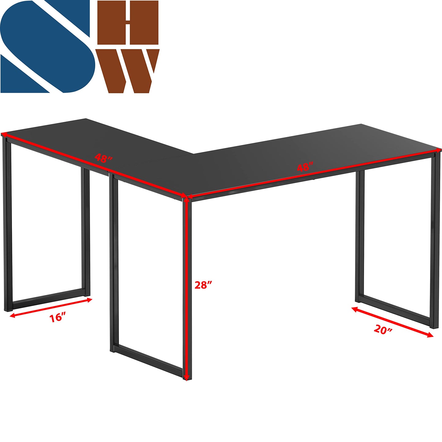 SHW Mission 32-Inch Home Office Computer Desk, Black