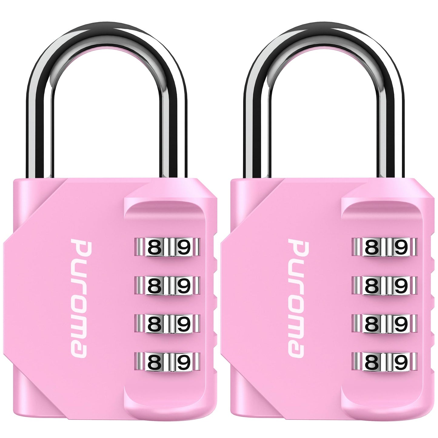 Puroma 2 Pack Combination Lock 4 Digit Padlock for School Gym Locker, Sports Locker, Fence, Toolbox, Case, Hasp Storage (Black & Code Window)