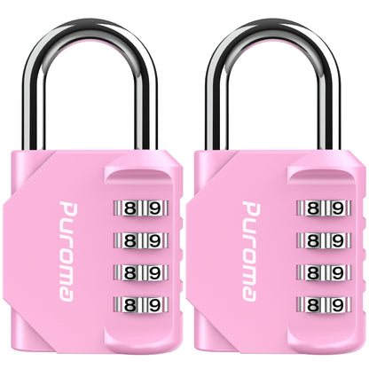 Puroma 2 Pack Combination Lock 4 Digit Padlock for School Gym Locker, Sports Locker, Fence, Toolbox, Case, Hasp Storage (Black & Code Window)
