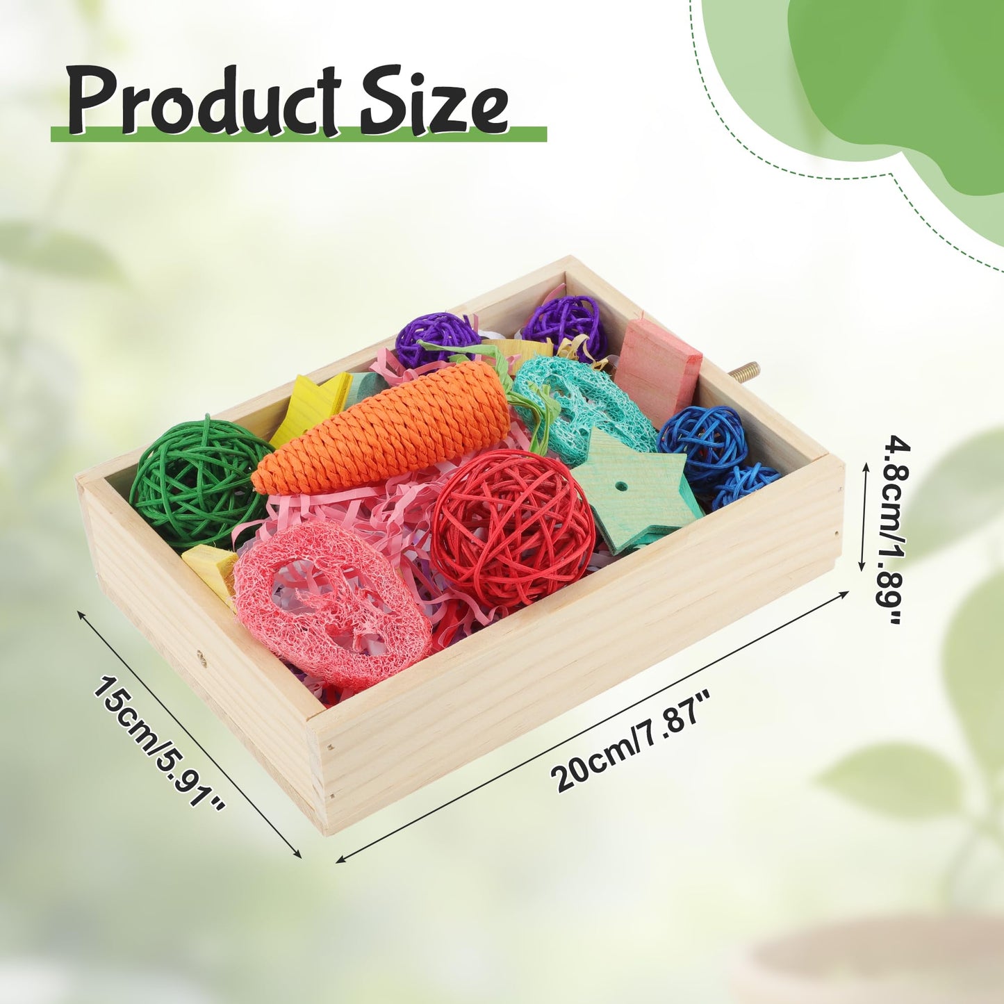 Bird Foraging Toys Box, Wooden Foraging and Shredding Toy for Birds, Bird Box for Mental Stimulation, Wood Colour