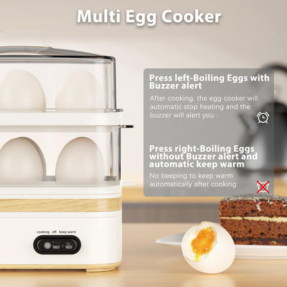 Evoloop Rapid Egg Cooker Electric 12 Eggs Capacity, Soft, Medium, Hard Boiled, Poached, Omelet Maker Egg Poacher & Vegetable Steamer, BPA Free Tray