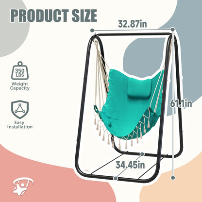 G TALECO GEAR Hammock Chair with Stand,Heavy-Duty and Rustproof Hanging Chair with Stand,Hammock Swing Chair Stand,for Indoor Outdoor Patio Yard Garden Porch (Grey)