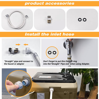 Portable Washing Machine, 17.7lbs Full-Automatic Small Washing Machine for Apartment, 10 Wash Programs with Drain Hose Dorm Size Portable Washer for RV, Home, College, Grey