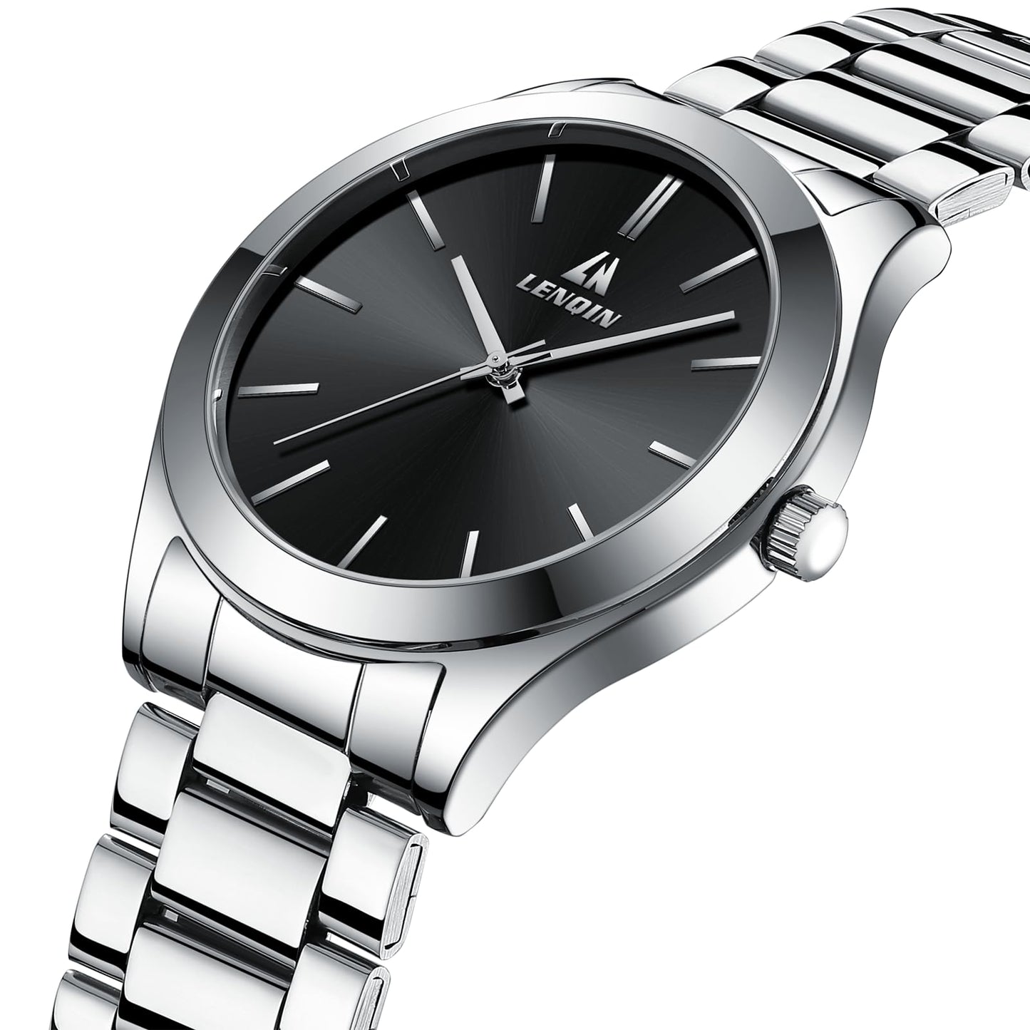 LN LENQIN Mens Watches Waterproof Stainless Steel Watch for Men Analog Quartz Fashion Business Designer Wristwatch