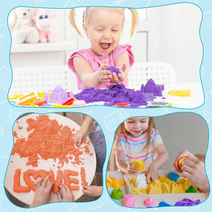 FURWEY 6.6lbs Play Sand,Mixed Packaging of 3-Color Sensory Sand,Suitable for Children to Shaping, Squeezing and Sculpting（Without Molds）