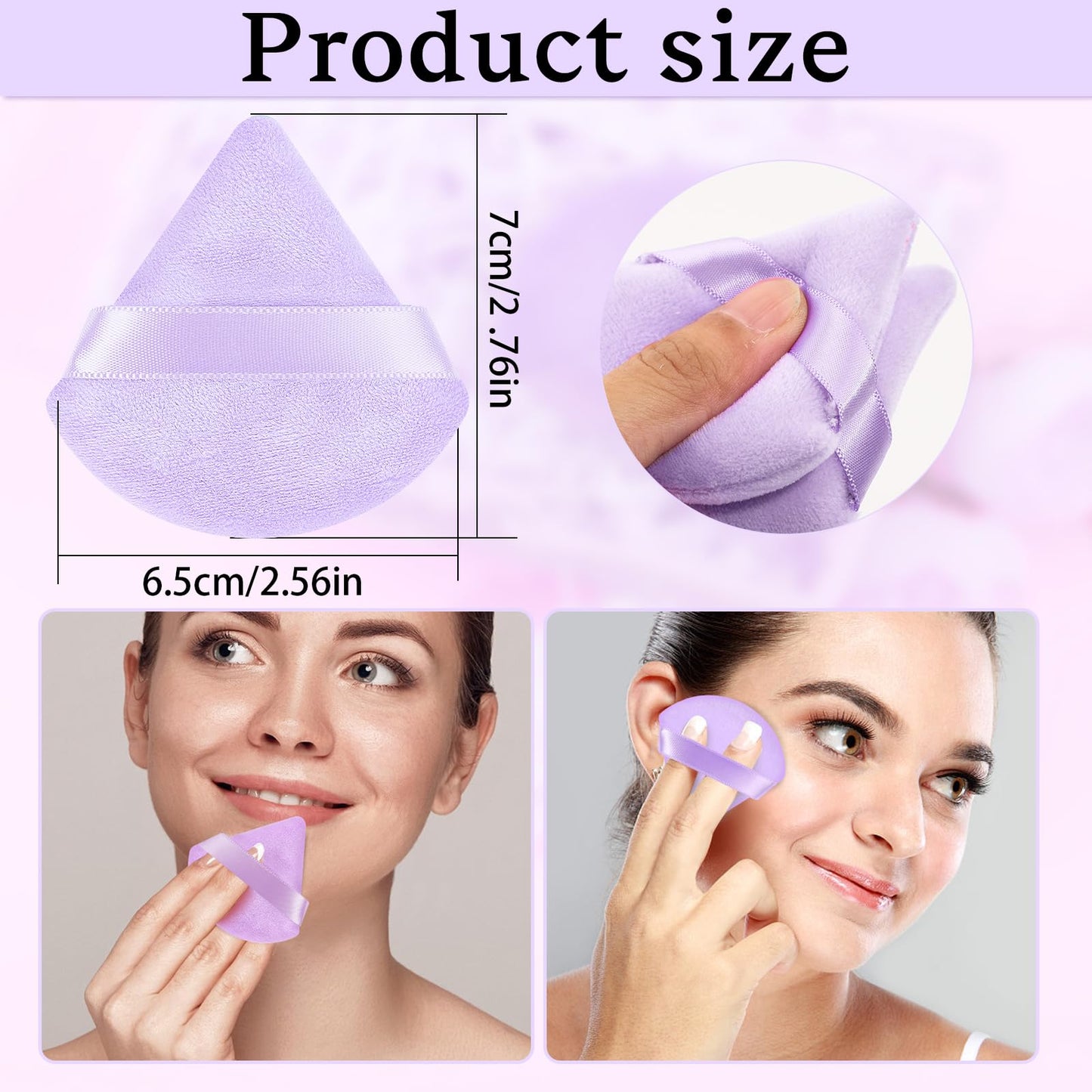 Pimoys 6 Pieces Powder Puff, Face Makeup Sponge Soft Velour Triangle Powder Puffs Beauty Sponge for Loose Powder (Black, Pink)