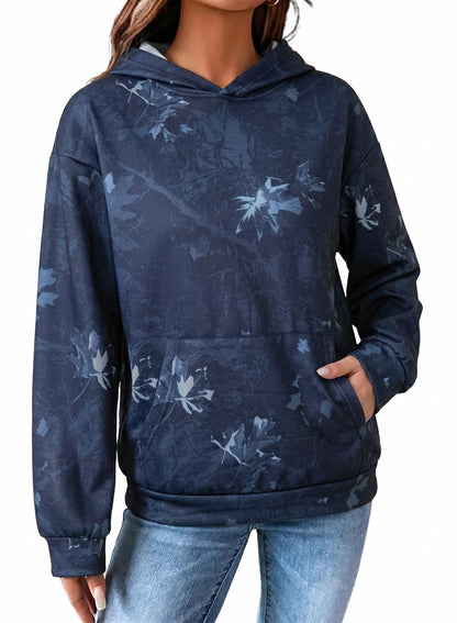 Dokotoo Hoodies for Women Long Sleeve Maple Leaf Fleece Camo Hoodie Oversized Camouflage Casual Sweatshirt Hooded Tops