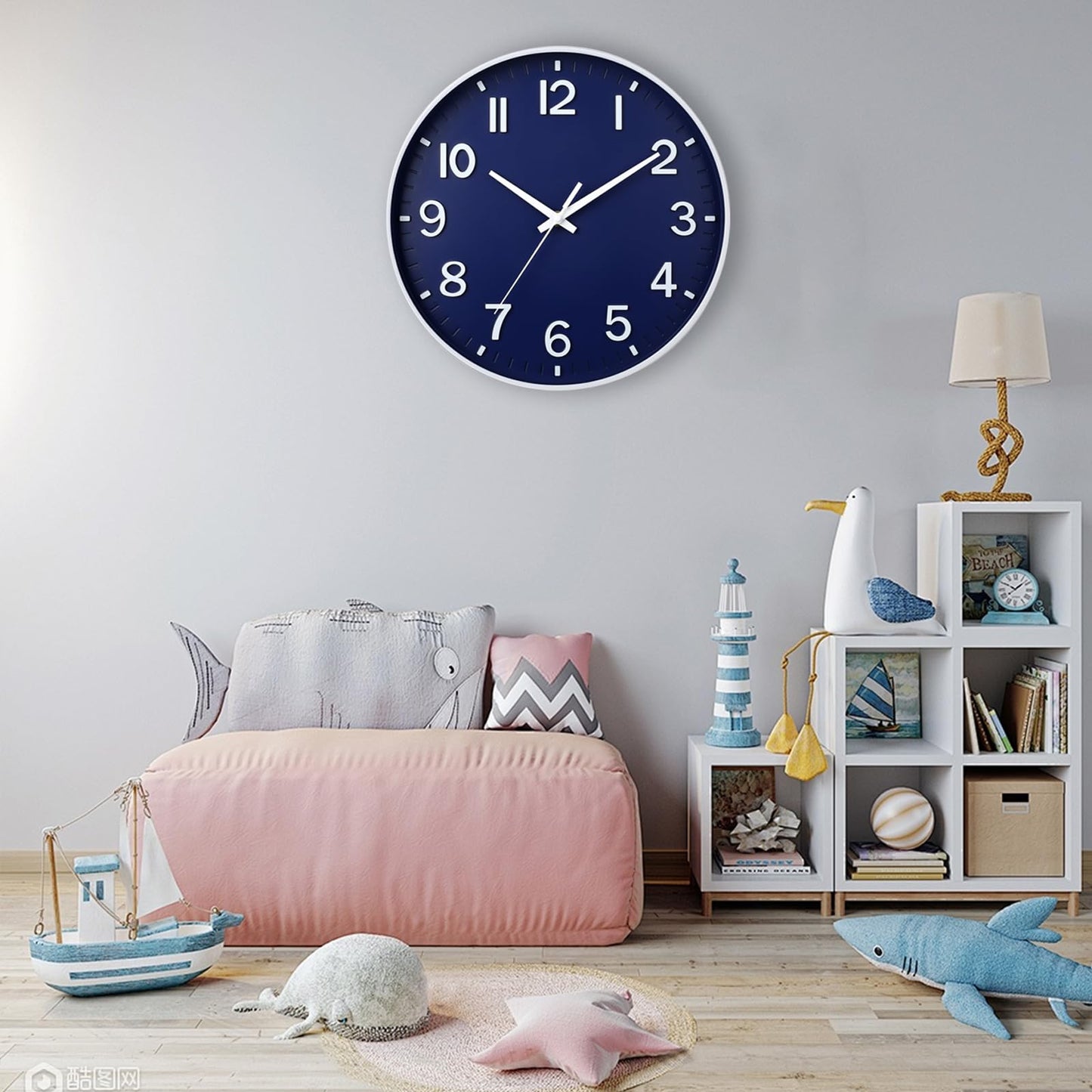 HZDHCLH Wall Clocks Battery Operated,Wall Clock Green,8 inch Wall Clock Silent Non Ticking Modern 3D Numbers for Kitchen Bedroom Living Room Office Classroom Decor