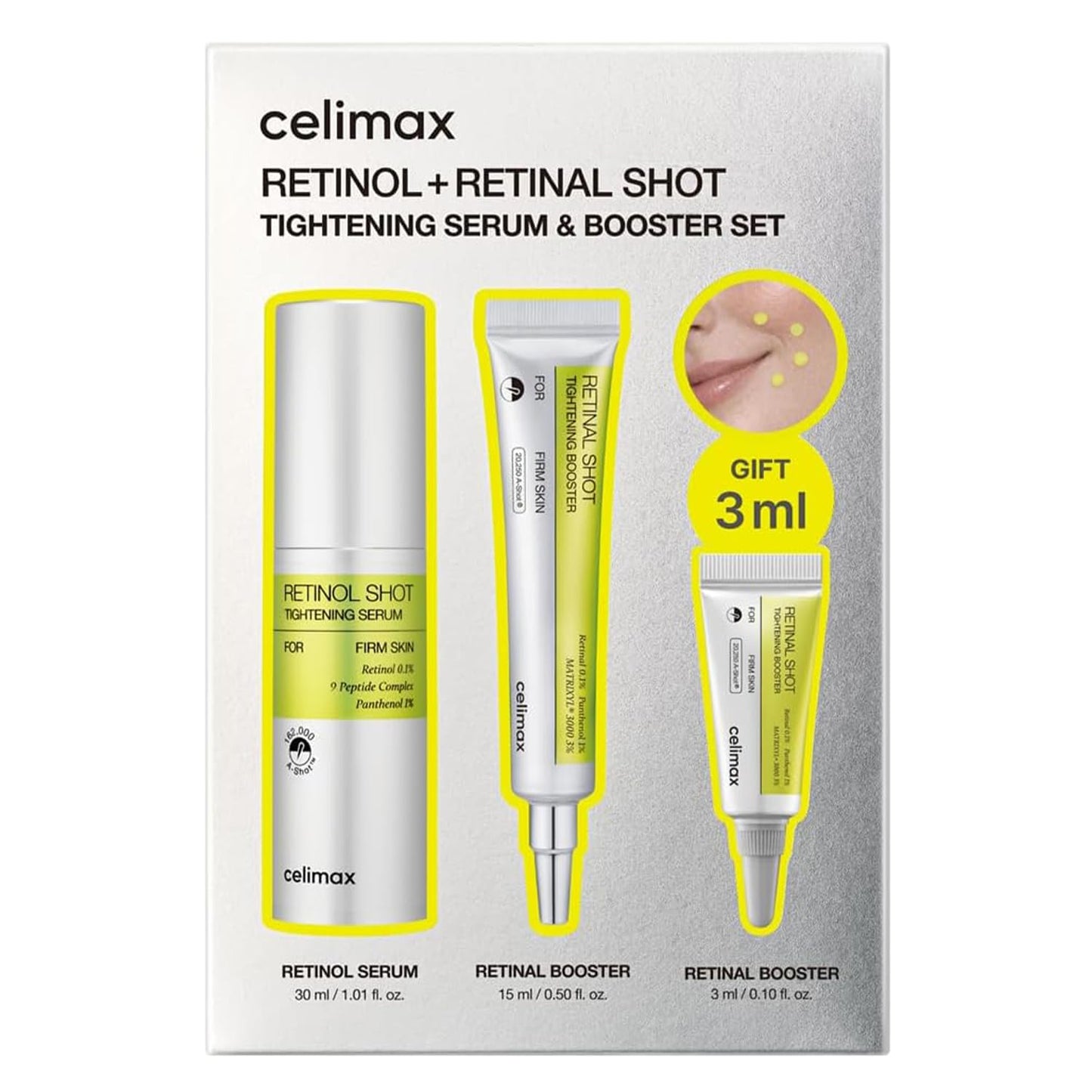 celimax The Vita A Retinal Shot Tightening Booster | 0.1% Retinal, 3% Matryxyl, High-Strength Retinoid for Anti-Aging, Pore Minimizer, Wrinkles & Fine Lines, Firmer Skin, 15ml, Korean Skin Care Gift
