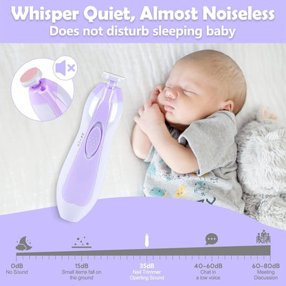 Electric Nail File Drill for Baby No Sharp Claws Hurt, 6 in 1 Safety Cutter Trimmer Clipper for Toes and Fingers (Blue)