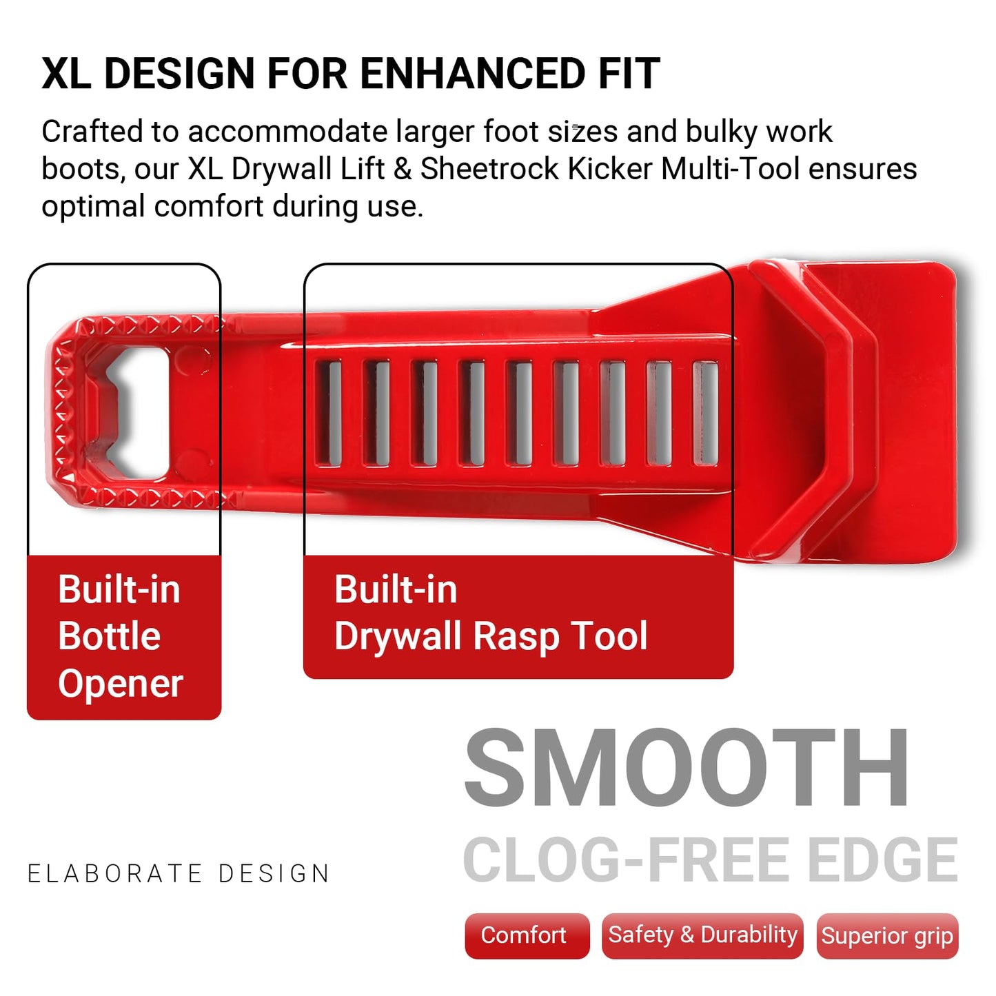 (2-Pack) Calvana XL Drywall Lift & Sheetrock Kicker Multi-Tool Set with Built-In Drywall Rasp Tool & Bottle Opener, Ideal for Wall Panels & Door Installation, XL Size Drywall Tools