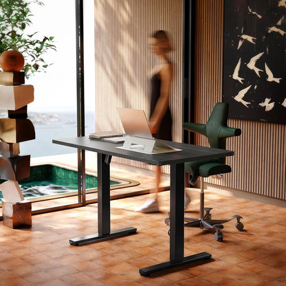 HUANUO 32" Small Electric Standing Desk Adjustable Height, 4 Memory Height Settings, Sit Stand Up Desk for Home Office & Computer Workstation, LightWalnut