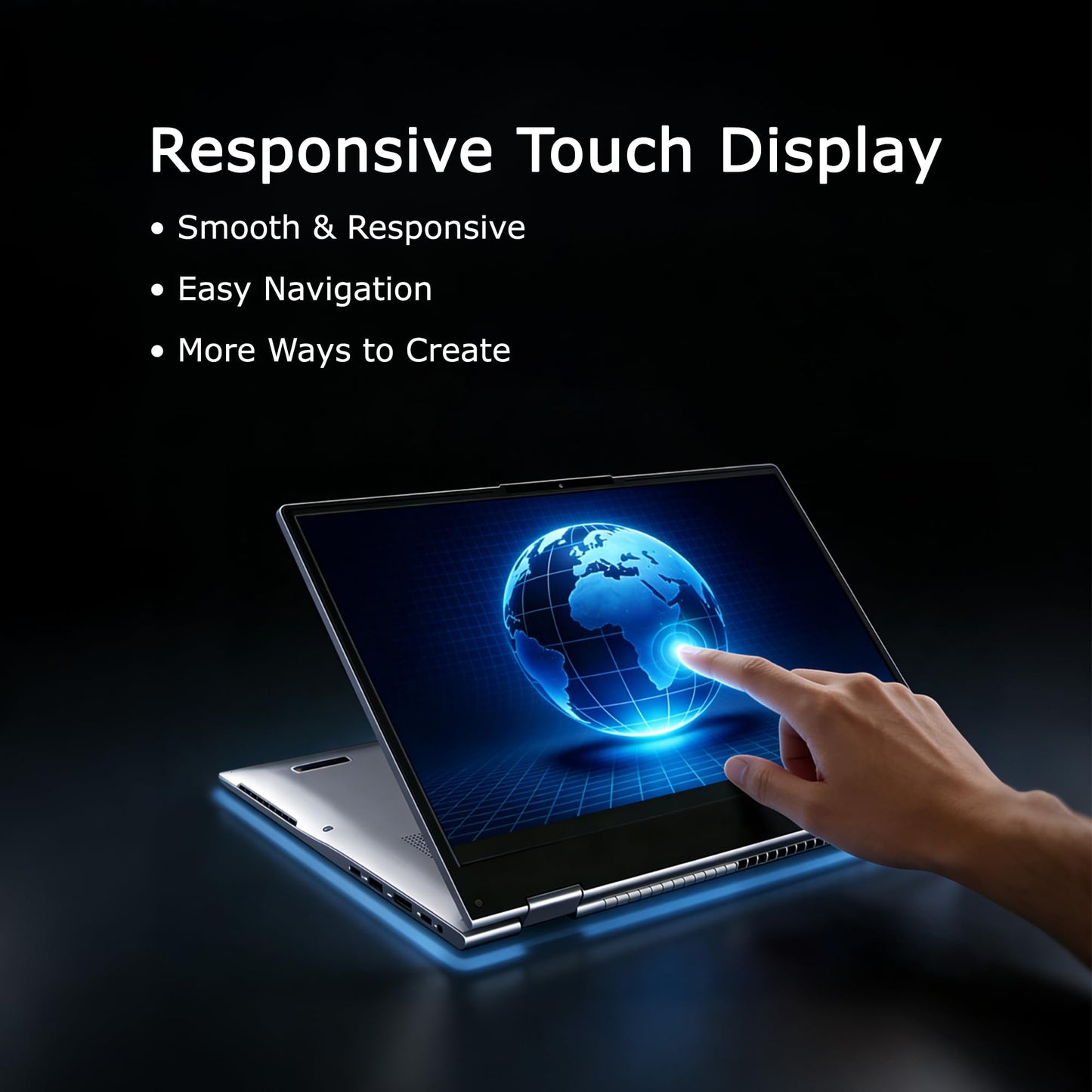 15.6" Yoga 2-in-1 Touchscreen Laptop Computer, AMD A9 Processor up to 3.2GHz, 8GB RAM 256GB SSD, Convertible Notebook with IPS FHD Display, USB-C, WiFi, Win11 Laptop for Work, Study & Home