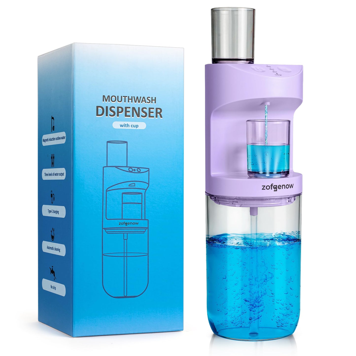 ZOFGENOW Automatic Mouthwash Dispenser for Bathroom,Bathroom Accessories 19.4 Fl Oz Dispensers with Magnetic Cups,Wall Mounted Dispenser,Suitable for All Age Groups,White