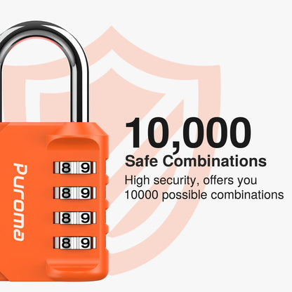 Puroma 2 Pack Combination Lock 4 Digit Padlock for School Gym Locker, Sports Locker, Fence, Toolbox, Case, Hasp Storage (Black & Code Window)