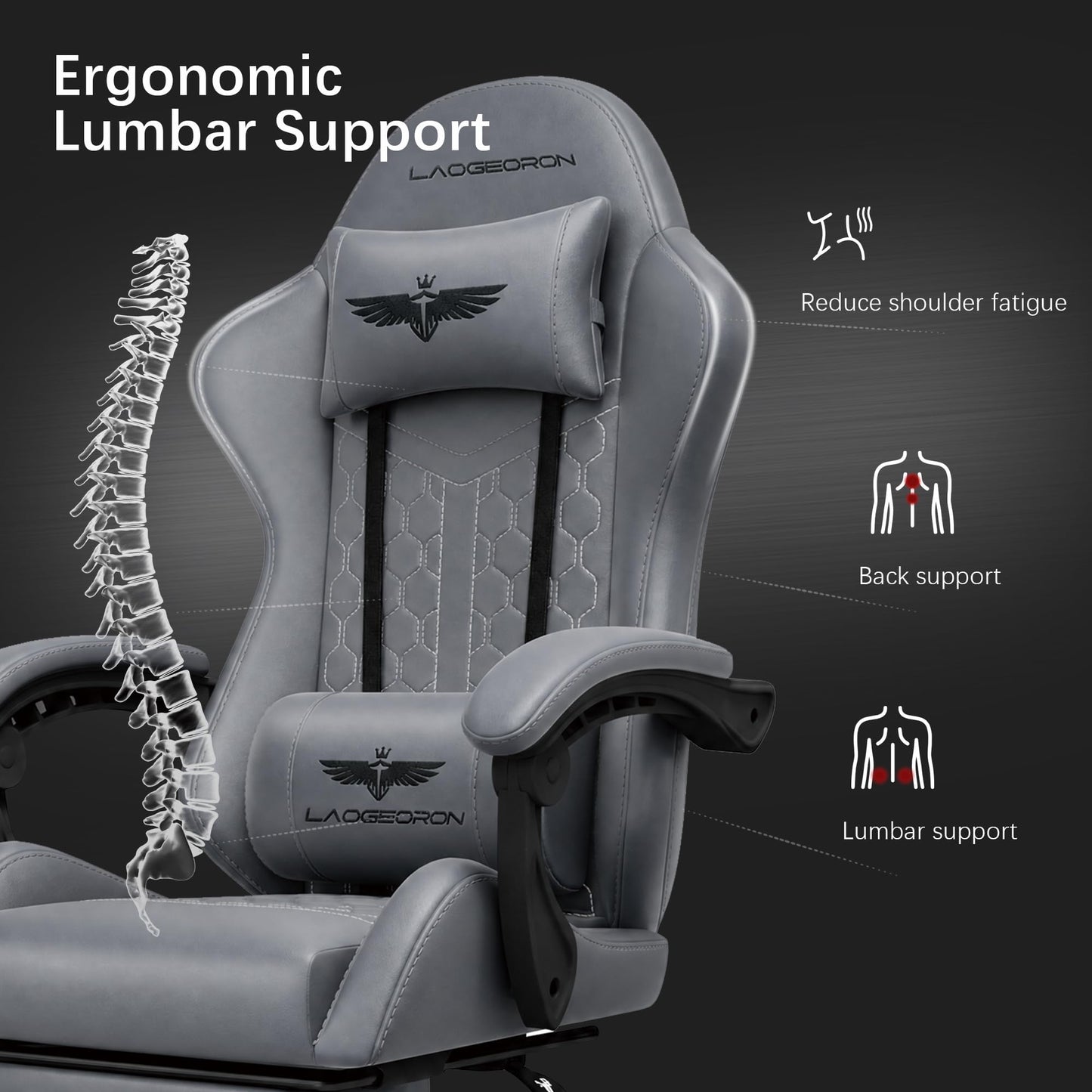 Ergonomic Gaming Chair, RGB LED Lights Computer Chairs with Retractable Footrest, 400 lbs Lumbar Support Linked Armrests Gamer Chair High Back Heavy Duty Video Game Chairs (Black Red)