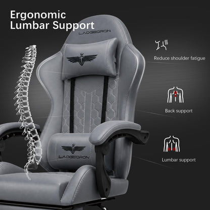 Ergonomic Gaming Chair, RGB LED Lights Computer Chairs with Retractable Footrest, 400 lbs Lumbar Support Linked Armrests Gamer Chair High Back Heavy Duty Video Game Chairs (Black Red)
