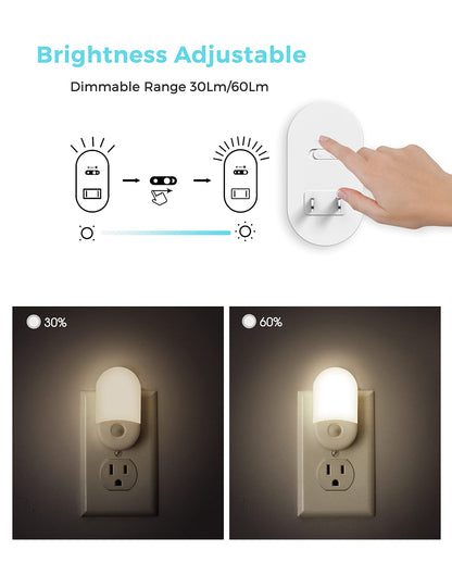 L LOHAS LED Motion Sensor Night Light, 2Pack, Motion Activated Night Light, Night Lights Plug into Wall Motion Sensor, 3000K Warm White, Adjustable Brightness 30/60LM, for Kids Adults Bathroom Bedroom