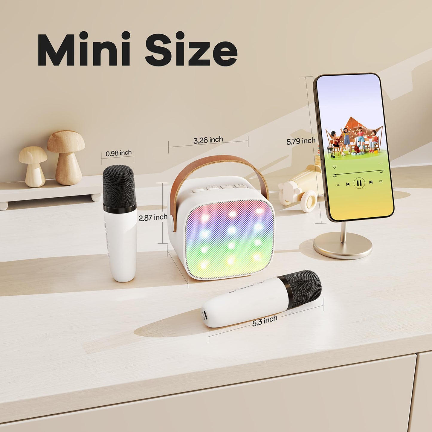 YLL Mini Karaoke Machine for Kids Adults, Portable Bluetooth Speaker with 2 Wireless Microphones, Trendy Birthday Gifts Toys for Girls Ages 3, 4, 5, 6, 7, 8, 9, 10+ Years Old Home Family Party (P-ink)