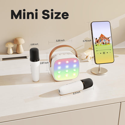 YLL Mini Karaoke Machine for Kids Adults, Portable Bluetooth Speaker with 2 Wireless Microphones, Trendy Birthday Gifts Toys for Girls Ages 3, 4, 5, 6, 7, 8, 9, 10+ Years Old Home Family Party (P-ink)