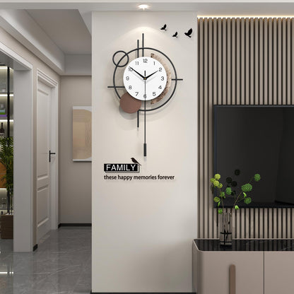 Wall Clock Decorative Large Modern Wall Clock Silent Non-Ticking Battery Operated Gold Unique Pendulum Clock for Living Room,Bedroom,Office,Kitchen,Bathroom,Wall Decor 13.8x21.9in