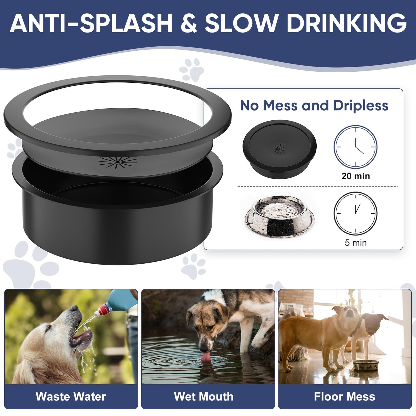 XIAZ Elevated Dog Bowls Large Breed Raised Dogs Bowl Stand Large/Medium Sized Dog Stainless Steel Food Water Bowl Stands 5 Heights Adjustable 9/11/12/14in Black Pet Feeder Dish Station