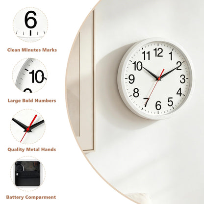 Rohioue Wall Clock Modern 8 Inch Battery Operated Silent Non Ticking Small Analog Clock for Living Room Office Home Bedroom Kitchen Bathroom(Black)