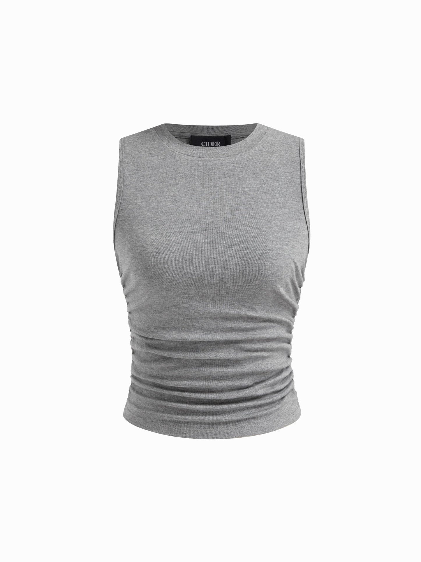 CIDER Womens Tank Tops Sleeveless High Neck Ruched Crop Tops Going Out Casual Basic Ribbed Shirt Summer Fashion Clothing