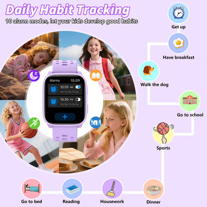 Smart Watch for Kids with 12 Puzzle Games, 1.83" Fitness Tracker Watch Heart Rate Sleep Monitor, Pedometer, Alarm Clock, Flashlight, Gift for 6-12 Year Old Boys Girls