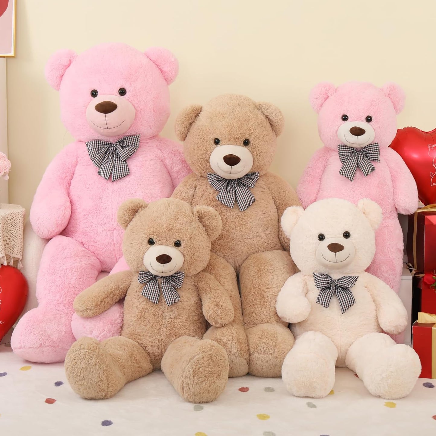 Toys Studio 47 Inch Big Teddy Bear Giant Stuffed Animal for Girls, 4 Feet Large Teddy Bear Baby Shower Party Decorations Kids Women Girlfriend Christmas Valentines Gifts, Light Brown