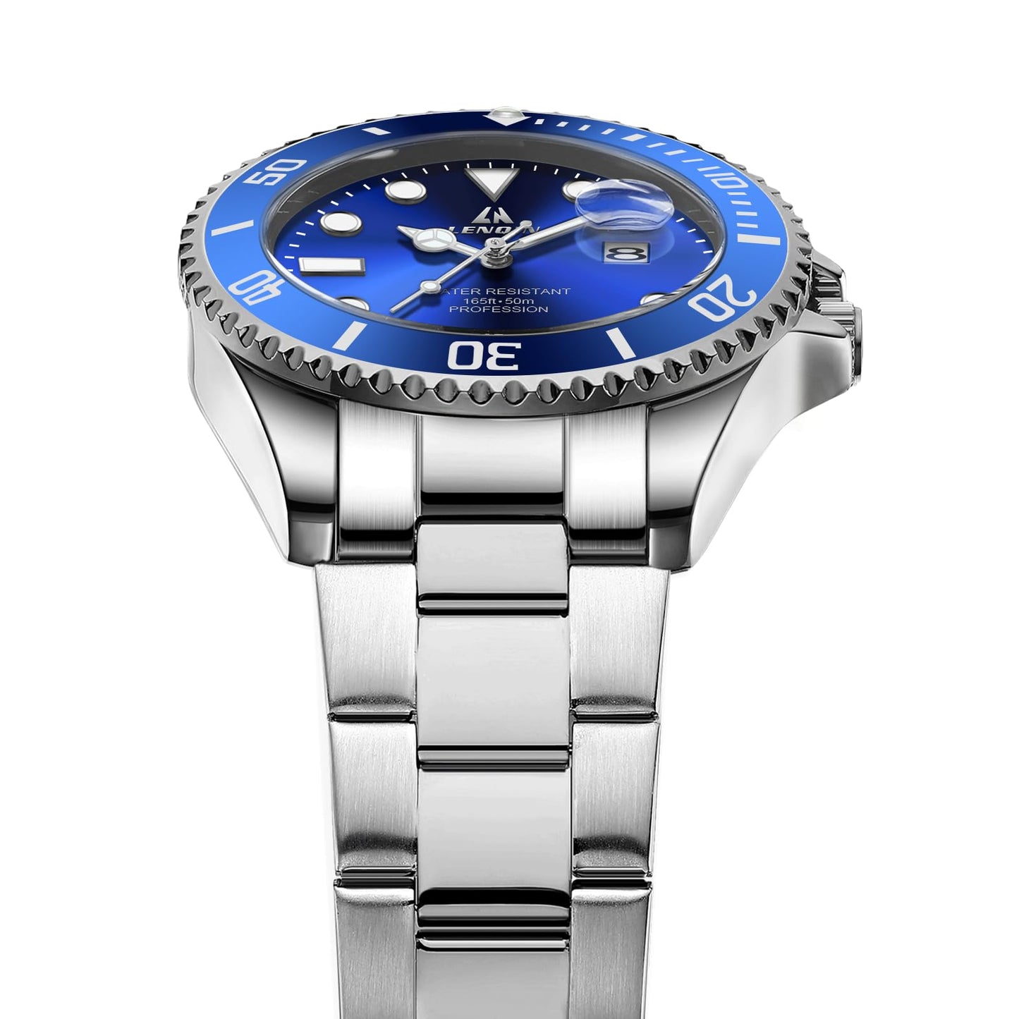 LN LENQIN Mens Watches Stainless Steel Waterproof Analog Quartz Watch for Men with Date Luminous Fashion Wristwatch