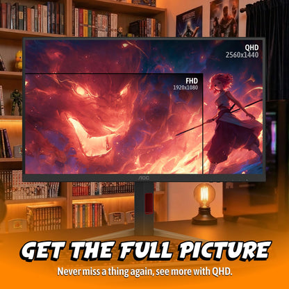 AOC 27 Inch QHD Gaming Monitor 240Hz 0.3ms, Overclock 260Hz, IPS, 2560x1440, G-Sync Compatible, HDR Ready, DisplayPort 1.4 HDMI 2.0, VESA Mount, 3-Year Zero-Bright-Dot, Q27G41ZE