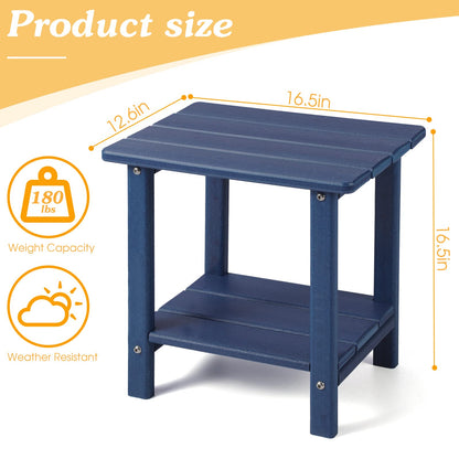 Apolimi Adirondack Outdoor Side Table, 2-Tier Sturdy Patio End Table Weather Resistant, 16.5" Solid Side Table for Patio, Pool, Porch