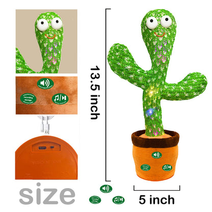 Hunfur Interactive Baby Toys Dancing Talking Cactus Toy,Funny Gift for Infant, Singing Record Repeat What You Say Light Up Toy for Toddler Boy Girl (Volume Adjustment)