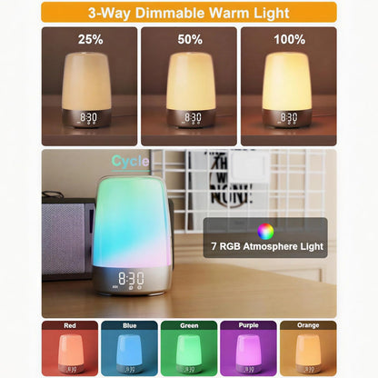 winshine Touch Wake Up Night Light with Sunrise Simulation Alarm Clock, 3 Ways Dimmable Warm White Bedside Lamp for Kid Bedrooms RGB Ambient Table Nightstand Light,Sleep Aid Snooze Timer Mode