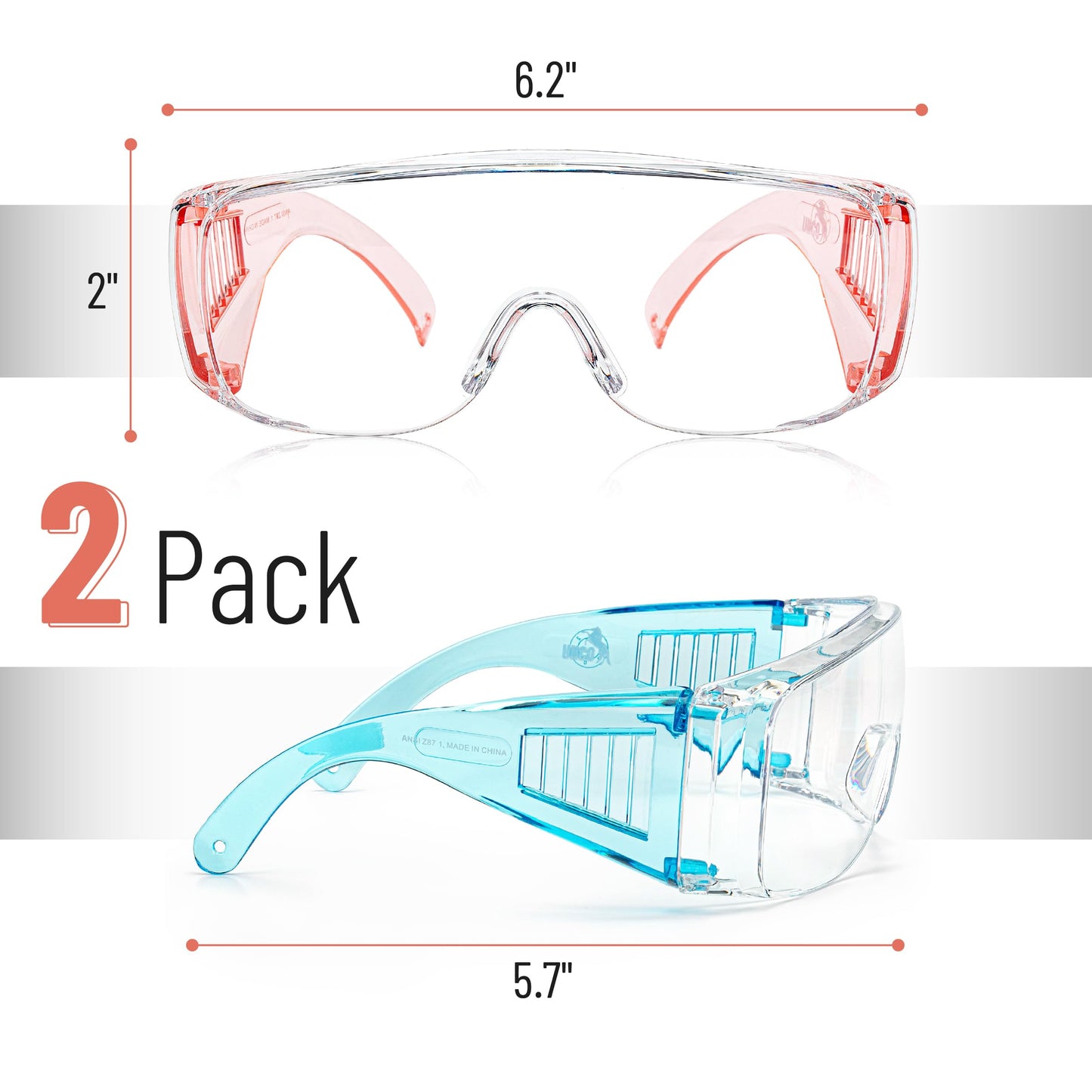 UNCO- Safety Goggles Over Glasses, Protective Goggles, Anti Fog, Work, Safety Glasses Over
