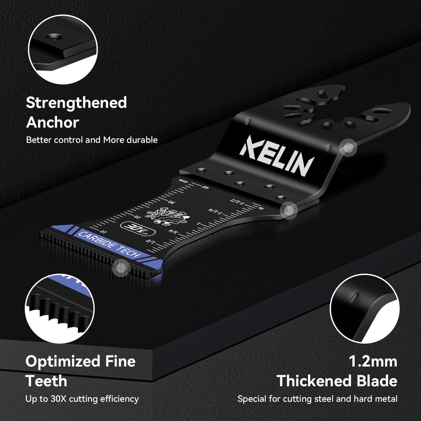KELIN 6PCS Oscillating Multi Tool Hook Knife Blades, Multitool Saw Blades for Soft Materials Like Roofing Shingles, Carpet, Cardboard & PVC Flooring, Universal Interface
