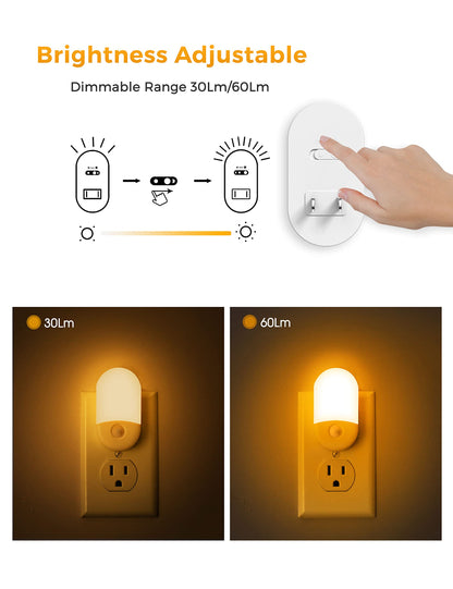 L LOHAS LED Motion Sensor Night Light, 2Pack, Motion Activated Night Light, Night Lights Plug into Wall Motion Sensor, 3000K Warm White, Adjustable Brightness 30/60LM, for Kids Adults Bathroom Bedroom