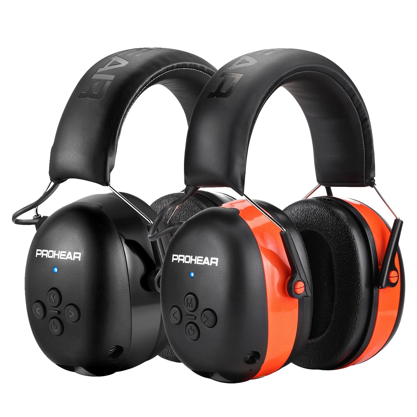 PROHEAR 037 Bluetooth 6.0 Hearing Protection Headphones with Rechargeable 1500mAh Battery, 30dB SNR Safety Noise Reduction Ear Muffs 120H Playtime for Mowing, Workshops, Snowblowing - Black