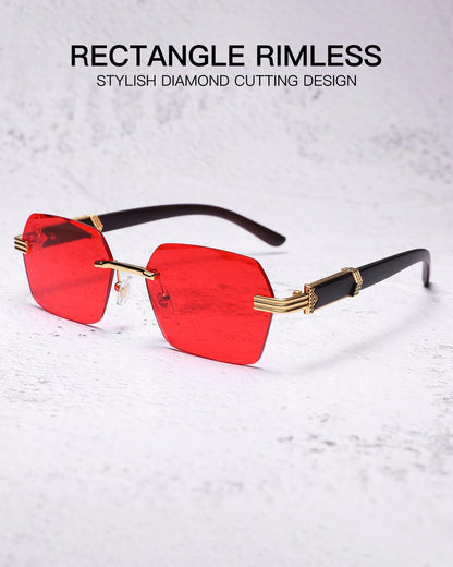 Pro Acme Rimless Rectangle Sunglasses for Men Women Hexagon Shade Eyewear Frameless y2k Glasses