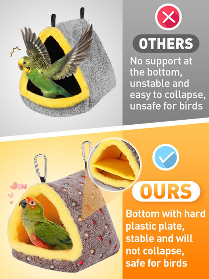 Large Winter Warm Bird Nest House, Comfortable Bird Bed for Cage with Mat, Hanging Hammock Shed Hideaway Hut Gift for Macaws African Grey Amazon Parrots