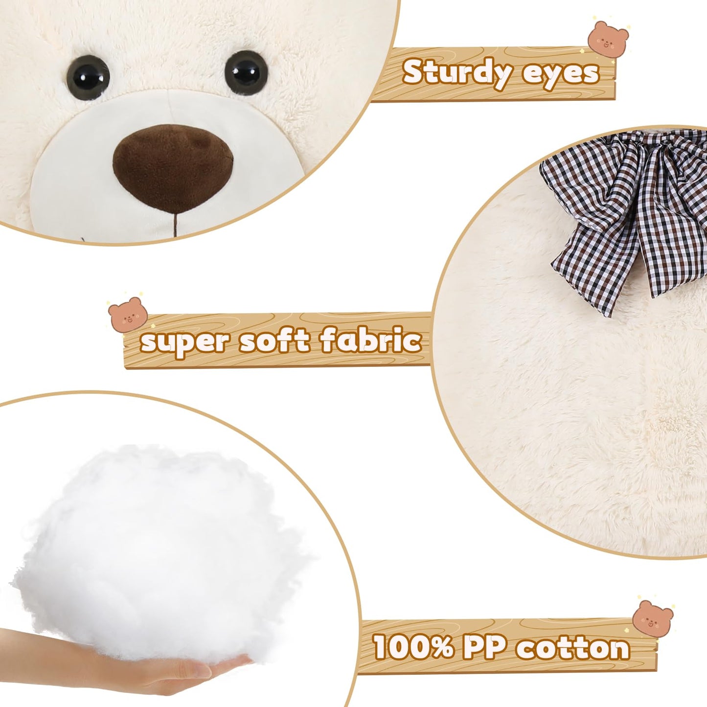Toys Studio 47 Inch Big Teddy Bear Giant Stuffed Animal for Girls, 4 Feet Large Teddy Bear Baby Shower Party Decorations Kids Women Girlfriend Christmas Valentines Gifts, Light Brown