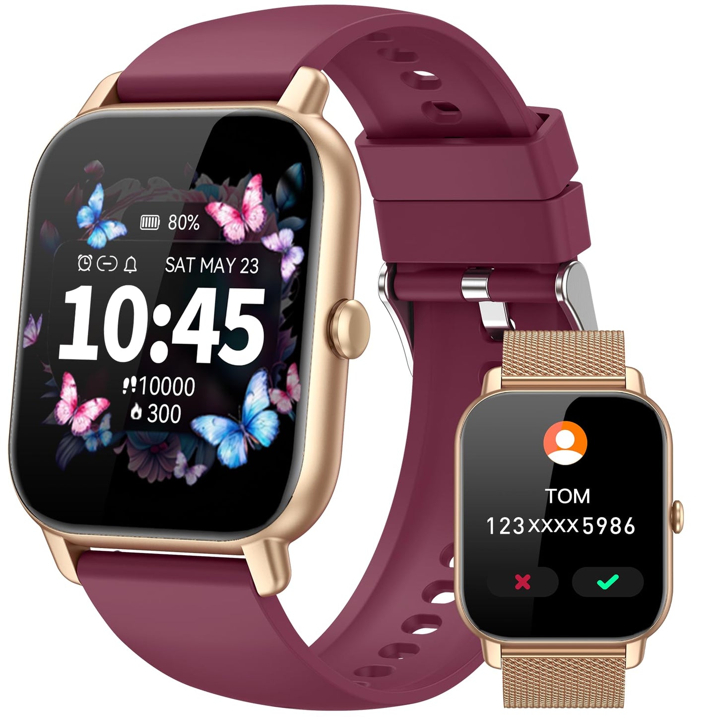Smart Watches for Men Women, Fitness Tracker with Activity Counter/Sleep Monitor, IP68 Waterproof Smart Watch for Android iPhone iOS Compatible (Jet Black, 1.83)