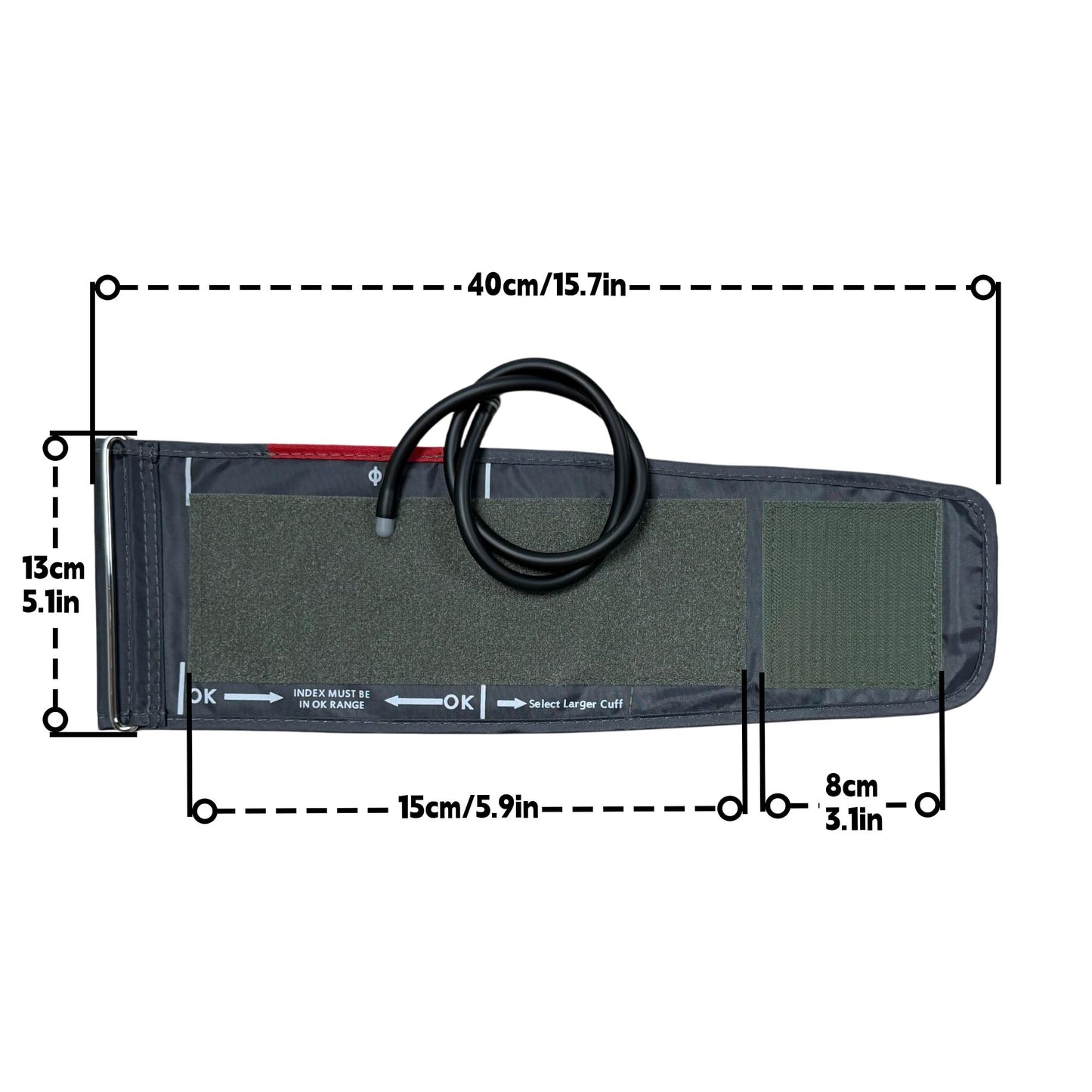 Medium Easy Wrap Blood Pressure Cuff for Thin and Small Arm,Compatible with Omron 8.7~12.6 Inches (22~32) CM Adult BP Replacement Cuff, Adult Cuff Only -5 Connectors (Medium+ 5 Connectors)