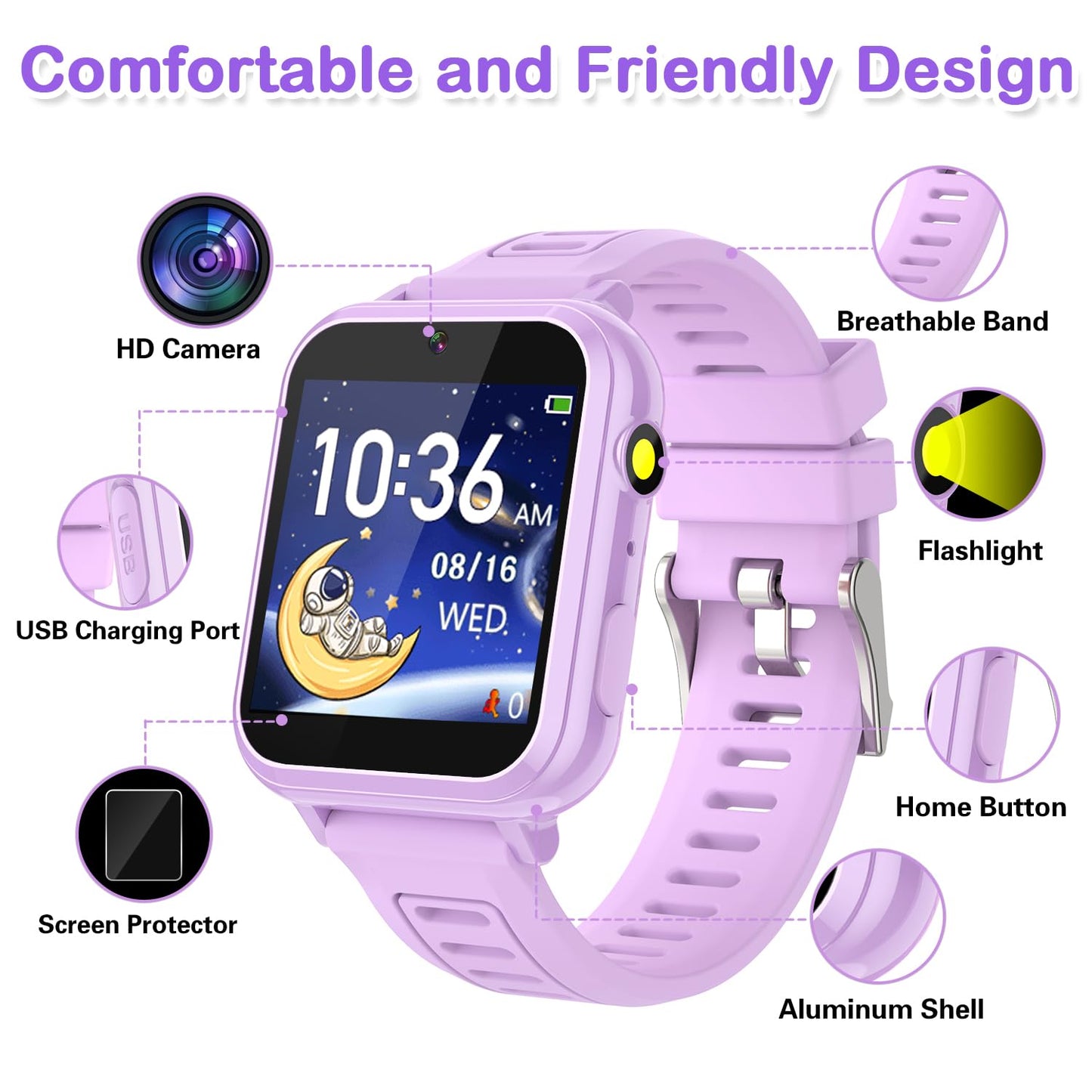 Cosjoype Kids Game Smart Watch for Kids with 39 Puzzle Games HD Touch Screen Camera Music Player Pedometer Alarm Clock Calculator Flashlight 12/24hr Kid Watch Gift for 4-12 Year Old Boys Toys for Kid